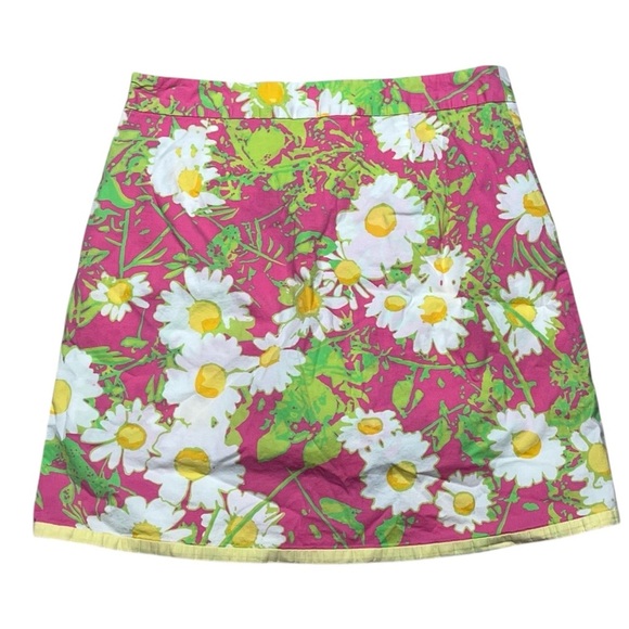 Lilly Pulitzer Skirt Skort Women's Size 2 Pink Daisy Print Yellow Trim - Picture 3 of 8